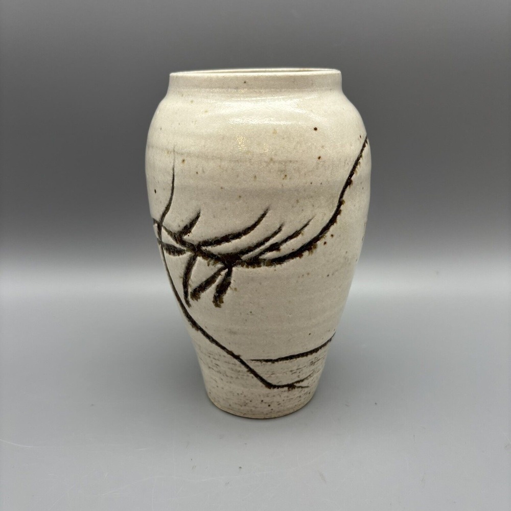 Studio Pottery Signed And Dated‎ Floral Vase Earthen Tones Vintage 7"